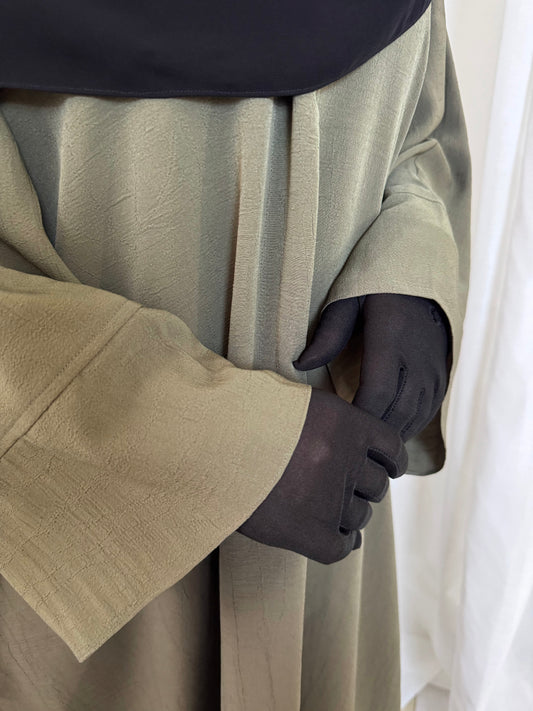 Textured Basic Abaya - Olive