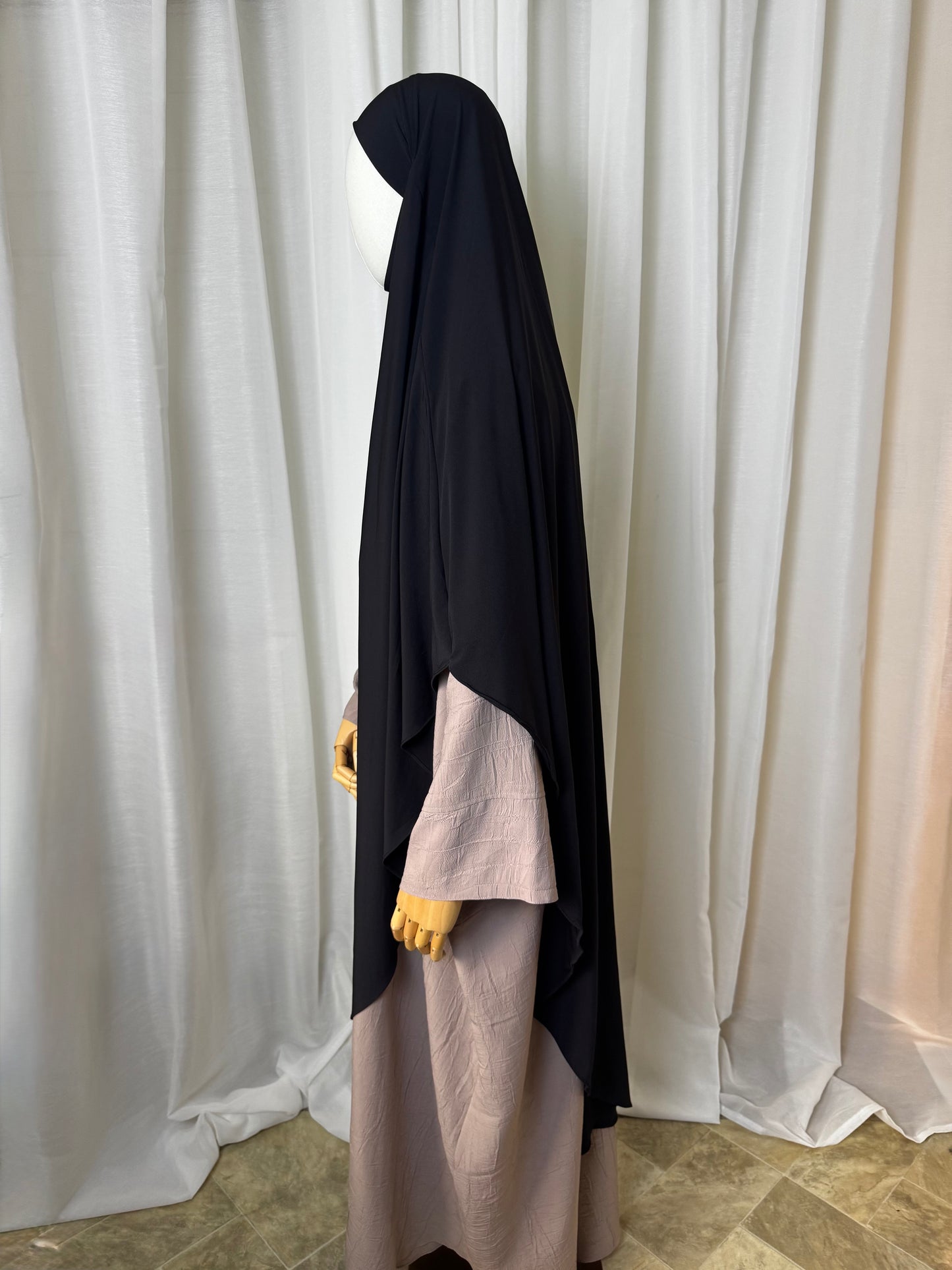 Large Jersey Khimar - Black