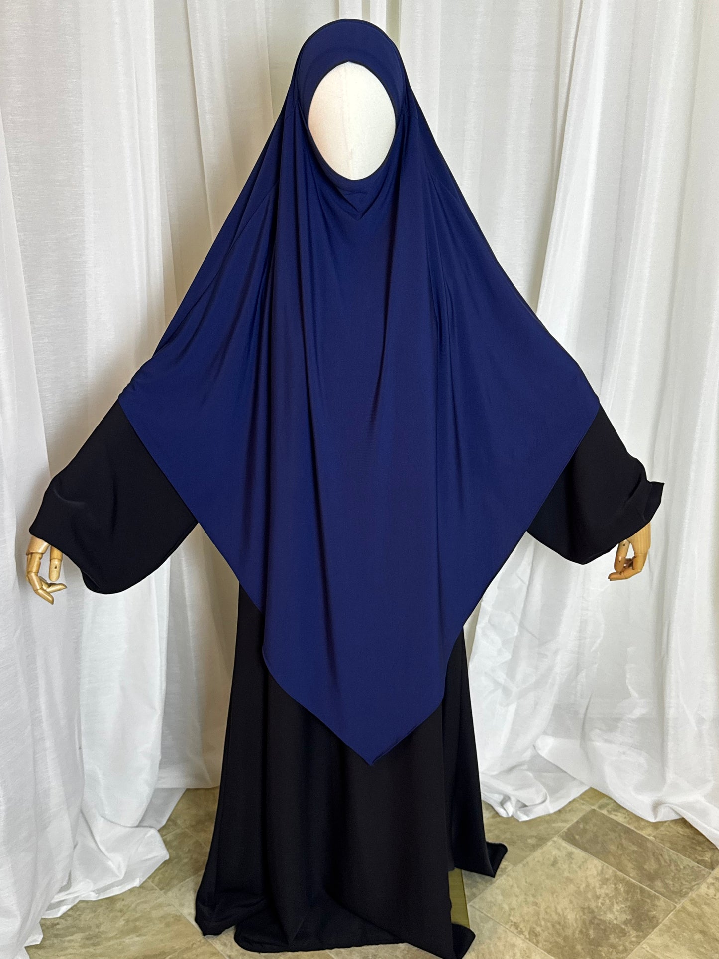 Large Jersey Khimar - Navy Blue