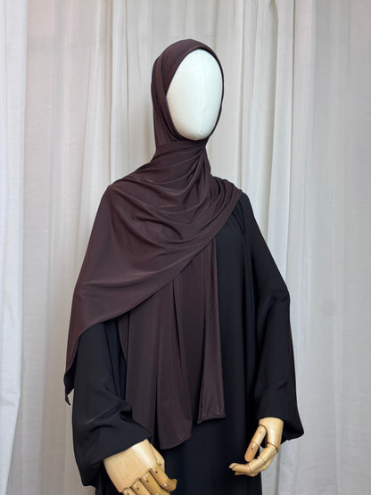 Instant Jersey Wrap Hijab - Dark Brown