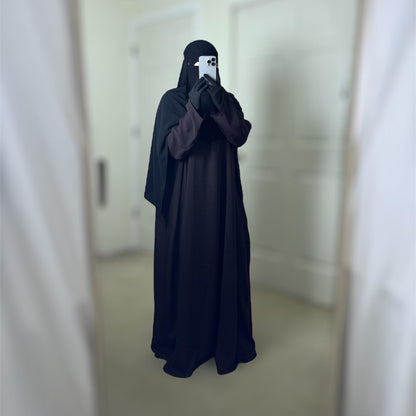 nida abaya, shari sunnah abaya, loose modest. nidha saudi fabric. niqabi outfit, hijabi islamic outfit
