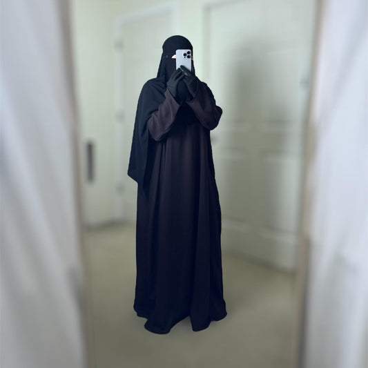 nida abaya, shari sunnah abaya, loose modest. nidha saudi fabric. niqabi outfit, hijabi islamic outfit
