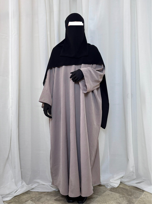 Lightweight textured abaya in sunnah style, featuring a loose, flowy fit for maximum modesty and summer comfort
