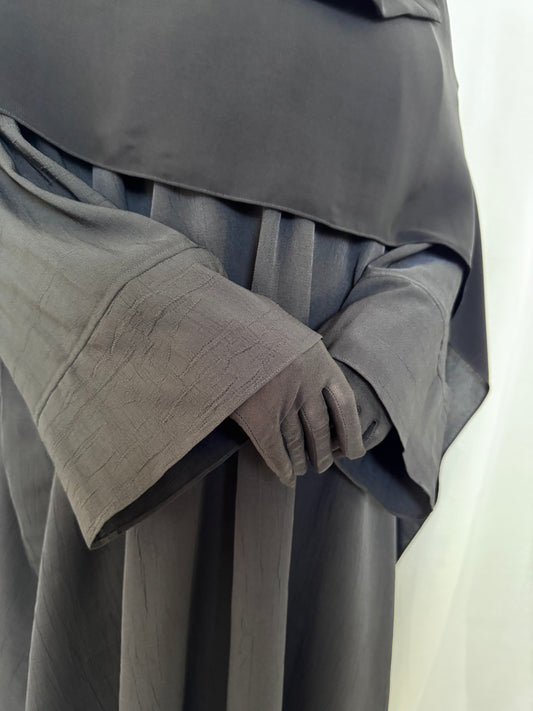 Textured Basic Abaya - Black
