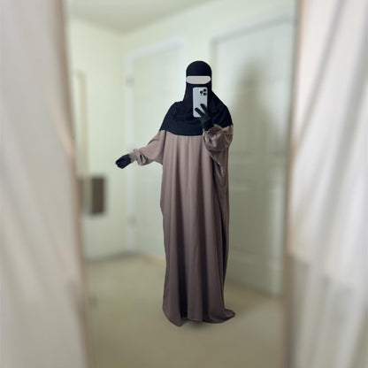 Batwing bat wing abaya, modest sunnah abaya with elastic cuff sleeve. loose modest shari abaya