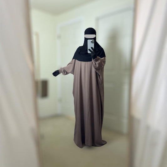 Batwing bat wing abaya, modest sunnah abaya with elastic cuff sleeve. loose modest shari abaya