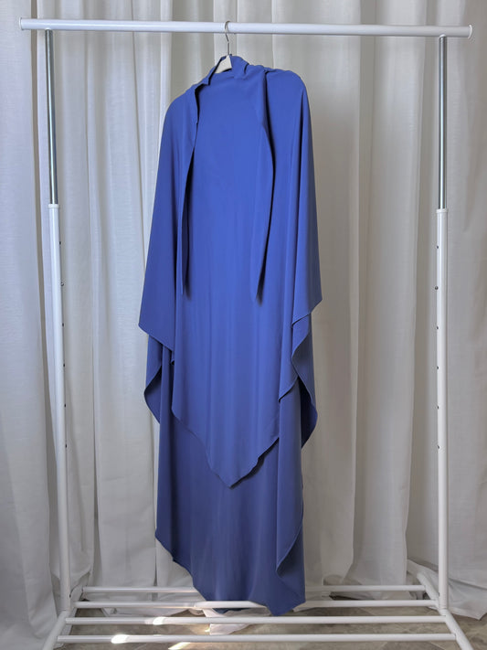 Blue Large jersey khimar, soft breathable fabric with full coverage, US based.