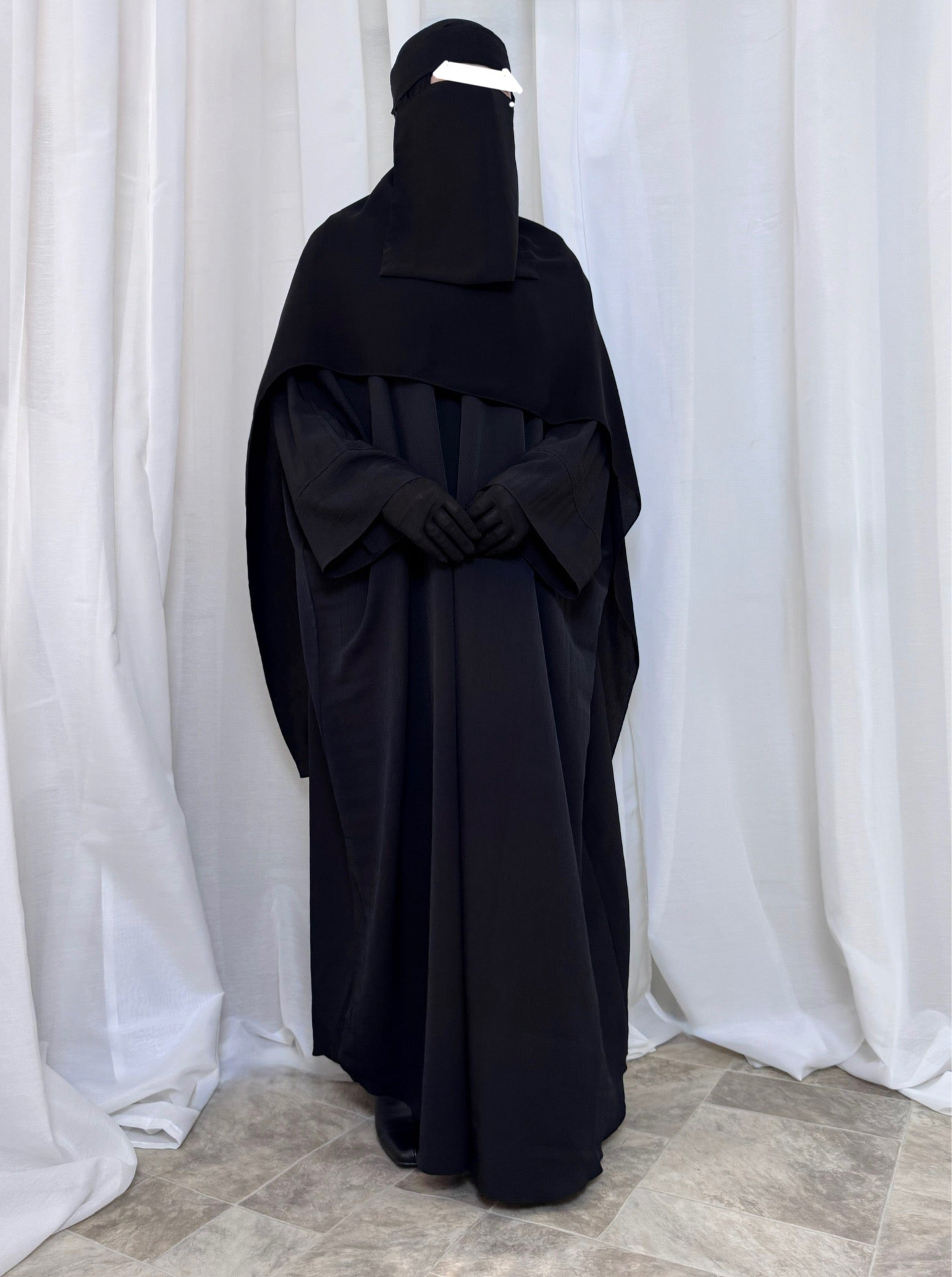 Oversized modest abaya in breathable summer fabric, slightly textured with full-length loose, US - based