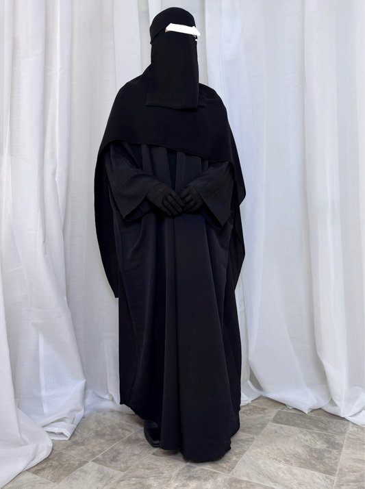 Oversized modest abaya in breathable summer fabric, slightly textured with full-length loose, US - based
