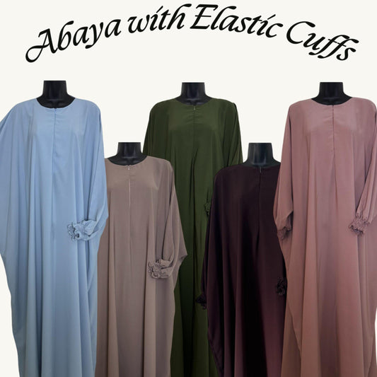 Affordable Abaya with Elastic Cuff Sleeves Loose Modest, Sunnah Dress, Saudi design, Dubai